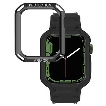 For Apple Watch Series 8 / 7 45mm / 6 / 5 / 4 / SE / SE (2022) 44mm 2-in-1 TPU Watchband Watch Case with PC Top Cover