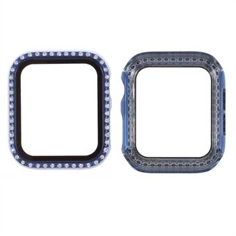 Rhinestones Decor Electroplating PC Frame Tempered Glass Protector Cover for Apple Watch Series 1/2/3 38mm