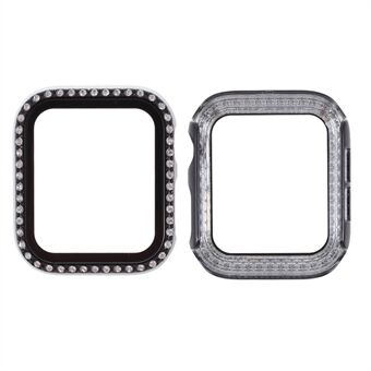 Electroplating Rhinestones Decor PC Frame Tempered Glass Protector Cover for Apple Watch Series 1/2/3 42mm