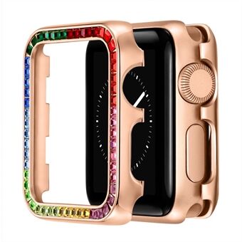 Colorful Rhinestone Decor Aluminum Alloy Protective Watch Case Cover for Apple Watch Series 4/5/6/SE 40mm