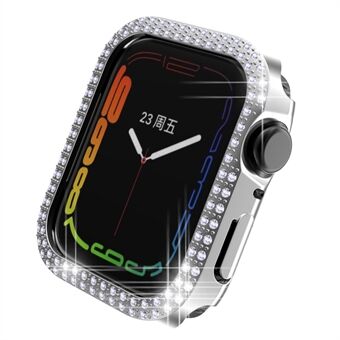 Electroplating Hard PC Rhinestone Decor Smart Watch Case Cover for Apple Watch Series 7 41mm