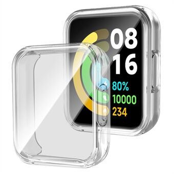 Full Coverage Transparent TPU Smart Watch Protective Case with TPU Screen Protector for Xiaomi Redmi Watch 2 - Transparent