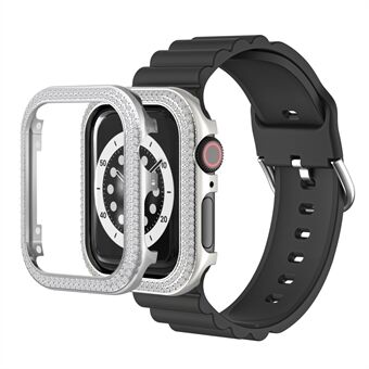 Zinc Alloy + Stylish Rhinestone Decor Watch Case Cover for Apple Watch SE/Series 6/5/4 40mm - Silver