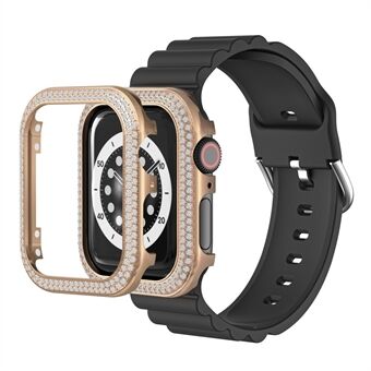 Anti-Fall Zinc Alloy Watch Protective Case Cover with Rhinestone Decor for Apple Watch SE 44mm/Series 6/5/4 44mm