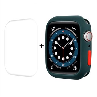 ENKAY Button Cover Soft TPU Watch Case Shell with Curved PET Full Size Screen Protector for Apple Watch Series 7 41mm