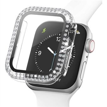 Shiny Rhinestone Protective Watch Case Cover with Tempered Glass Film for Apple Watch Series 3/2/1 38mm