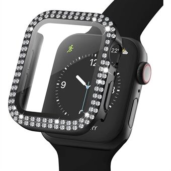 Tempered Glass Screen Protector Smart Watch Case Cover with Rhinestone Decor for Apple Watch Series SE/6/5/4 40mm