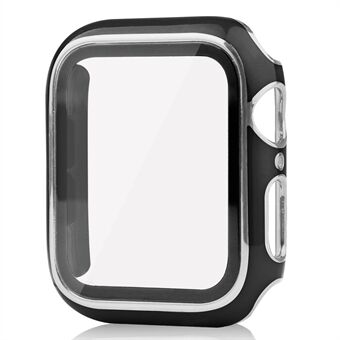 Electroplating Hard PC Watch Case Cover with Tempered Glass Screen Protector for Apple Watch Series 7 45mm