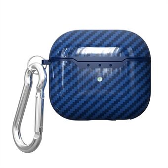 Carbon Fiber Soft TPU Shockproof Case Earphone Cover with Anti-Lost Carabiner for AirPods 3