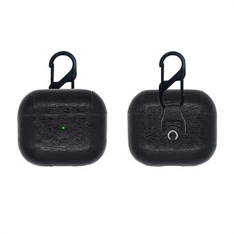 PU Leather Coated PC Earbud Case Bluetooth Earphone Protective Cover with Hanging Hook for Apple AirPods 3