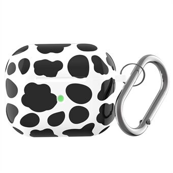 For Apple AirPods 3 Silicone Cows Pattern Printed Anti-fall Earphone Box Shell Protector with Hook