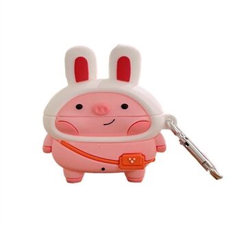 Silicone Earphone Case for Apple AirPods 3 Cute Piggy Design All-around Protection Charging Box Cover Protector with Hook