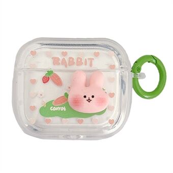 For Apple AirPods 3 Rabbit Carrot Pattern Shockproof Protective Cover Soft TPU Bluetooth Earphone Charging Box with Buckle