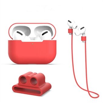 3Pcs / Set For Apple AirPods Pro 2 Charging Case Cover Earbuds Protective Silicone Case Set with Headset Holder / Anti-lost Neck Strap