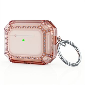 For Apple AirPods Pro Rhinestones Decor TPU Protective Case Anti-drop Anti-scratch Cover with Ring Buckle