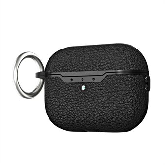 For AirPods Pro 2 Litchi Texture Soft TPU Bluetooth Earphone Case Ultra-thin Protective Cover with Ring Buckle