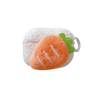 For Apple AirPods Pro Fluffy Carrot Decor Earphone Soft Plush Case Earbud Protective TPU Cover with Ring Buckle