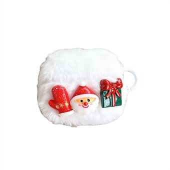 Soft Fluff Earbud Cover For AirPods 3, Christmas Snowman Palm Gift Earphone Case with Ring Buckle