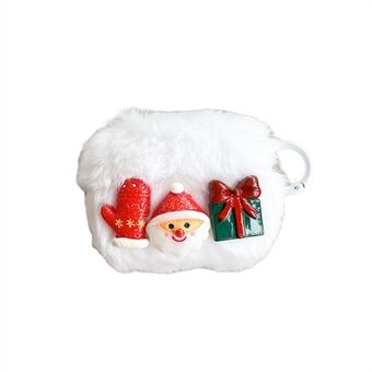 Drop-proof Earphone Case For Apple AirPods Pro, Christmas Snowman Palm Gift Fluff Anti-scratch Earbud Cover with Ring Buckle