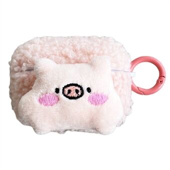 For Apple AirPods Pro Cute Piggy Soft Fluff TPU Earphone Case Bluetooth Earbud Anti-drop Cover with Ring Buckle