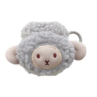 For Apple AirPods with Charging Case (2016) / (2019) / AirPods with Wireless Charging Case (2019) Cute Sheep Decor Earphone Case Fluff TPU Earbud Anti-drop Cover with Ring Buckle