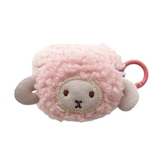 For Apple AirPods Pro Cute Sheep Decor Fluff TPU Bluetooth Earphone Cover Anti-drop Earbud Case with Ring Buckle