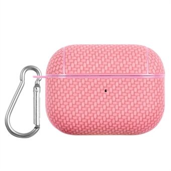 For Apple AirPods Pro Anti-drop Earphone Case PU Leather Coated PC Earbud Cover with Carabiner