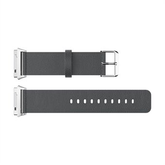 Litchi Texture Genuine Leather Watch Band with Connector for Fitbit Ionic