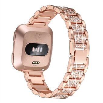 Rhinestone Decor Metal Watch Band for Fitbit Versa