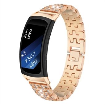 Rhinestone Decor Metal Watch Band Strap for Samsung Gear Fit2 SM-R360