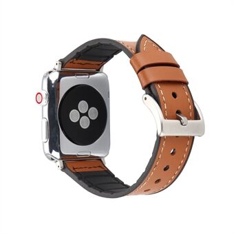 Leather Coated Soft TPU Watch Band Strap Replacement for Apple Watch Series 4 44mm / Series 3 2 1 42mm