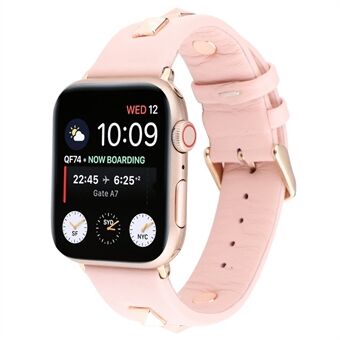 Genuine Leather Watch Strap Smart Watch Band Watchband with Rose Gold Fastener for Apple Watch Series 1 2 3 38mm / Apple Watch Series 4 5 40mm