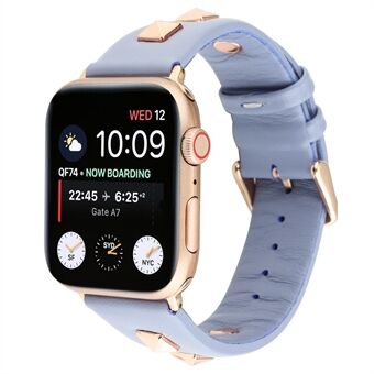 Genuine Leather Watch Strap Smart Watch Band Watchband with Rose Gold Fastener for Apple Watch Series 1 2 3 42mm / Apple Watch Series 5 4 44mm