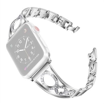 Rhinestone Decor Stainless Steel Smart Watch Replacement Strap for Apple Watch Series 3/2/1 42mm/Series 4/5/6/Watch SE 44mm