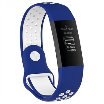 For Fitbit Charge 3 Bi-color Breathable Sports Silicone Strap, Size: S (130-180mm)