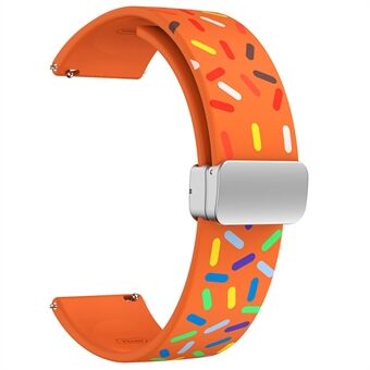 22mm Silicone Watch Band for Forerunner 265 / 255 / Vivoactive 4 / Venu 2 , Pattern Printed Straps with Silver Magnetic Folding Buckle