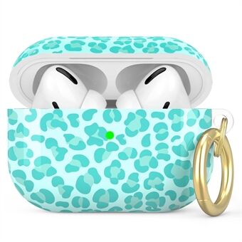 AHASTYLE PT-LC142LD for Apple AirPods Pro Bluetooth Earphone TPU Case Leopard Pattern Earbud Shockproof Cover with Carabiner