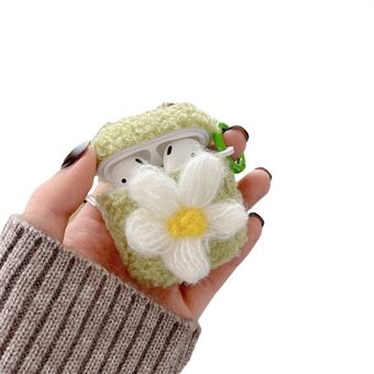 For AirPods with Charging Case (2016)  /  (2019)  /  AirPods with Wireless Charging Case (2019) Retro Flower Soft Fluff TPU Earphone Cover Winter Protective Case with Ring Buckle