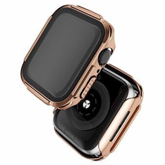 For Apple Watch Series 7 45mm Stylish Electroplated PC Smart Watch Case Protective Cover with Tempered Glass Screen Protector