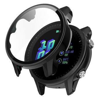 For Garmin Forerunner 955 Full Protection Hard PC Watch Case Cover with Tempered Glass Screen Protector