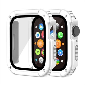 For Apple Watch Series 7 45mm PC + TPU Case with Tempered Glass Screen Protector Anti-scratch Watch Shell