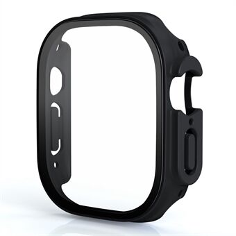 For Apple Watch Ultra 49mm Hard PC Wallet Case with Tempered Glass Screen Protector Anti-drop Matte Protective Cover