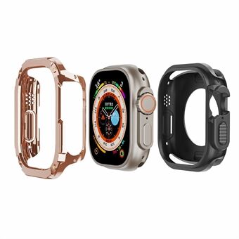 For Apple Watch Series 9 49mm TPU+PC Watch Case Shockproof Protective Watch Frame Cover