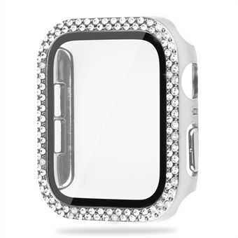 For Apple Watch SE (2022) 40mm Bling Rhinestone Hard PC Case with Tempered Glass Screen Protector Integrated Cover