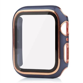 For Apple Watch Series 8 41mm Dual Color Electroplating Watch Case Hard PC Scratch Resistant Overall Guard Cover with Tempered Glass Screen Protector