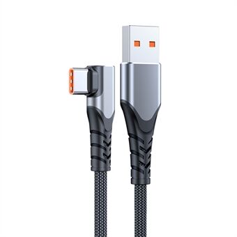 0.5m 66W 6A High Current Fast Charging Cable 90 Degree USB to Type-C Braided Data Cord