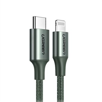 UGREEN MFI Certified Type-C to Lightning 3A PD Charger Aluminum Shell High Speed Data Cable for iOS - Midnight Green