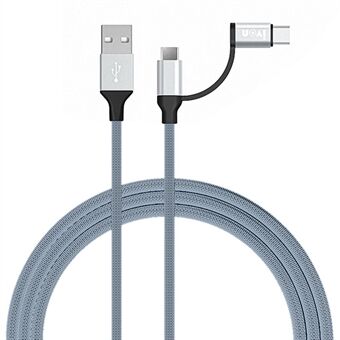 IVON CA52 1m 2.4A Charger Wire USB to Type-C+Micro USB Data Cable