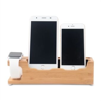 DCR-008 Desktop Station Bamboo Wood Charging Dock Holder for Apple Watch iPhone Samsung Huawei