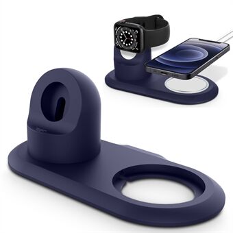 Silicone Charge Stand Holder Wireless Charging Station Dock for MagSafe Apple Watch/iPhone 12 Series